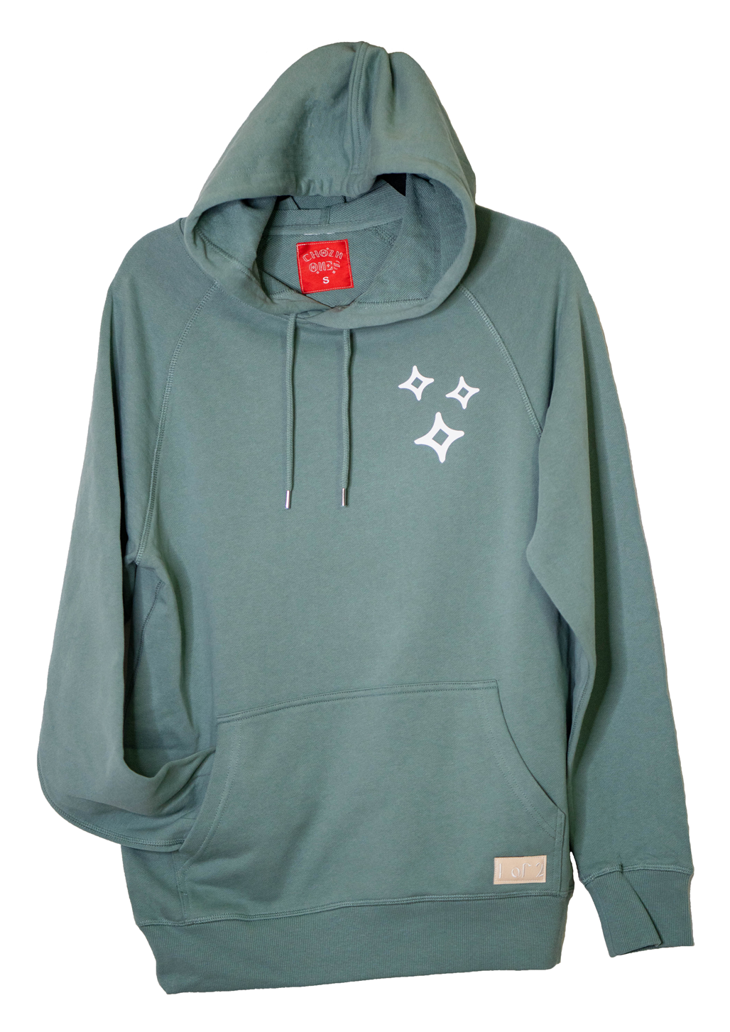 Chozn Ones Heavyweight Unisex Dark Sage Hoodie Three Diamond Starz Logo
